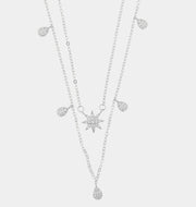 Collana in Argento 925 con pendenti e dettaglio a forma di stella impreziositi da zirconi bianchi