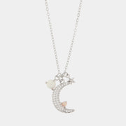 Collana in Argento 925 con pendente a forma di luna impreziosito da zirconi bianchi e perle