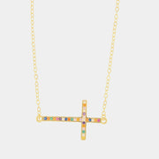 Collana in Argento 925 a forma di croce impreziosito da zirconi multicolor
