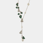 Collana in Argento 925 con foglie e fiori impreziositi da perle e zirconi colorati