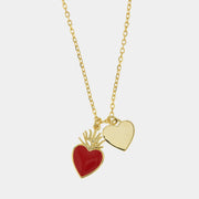Collana in Argento 925 con cuore e pendente ex voto con smalto rosso