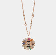 Collana in Argento 925 con fiore e zirconi multicolor