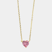 Collana in Argento 925 con zircone rosa a cuore