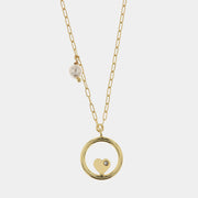 Collana in Argento 925 con dettaglio in perla e pendente a forma di cerchio con cuore