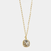 Collana in Argento 925 maglia a catena con quadratino pendente impreziosito da cristallo