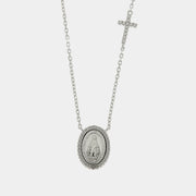 Collana in Argento 925 con amuleto religioso e croce con zirconi bianchi