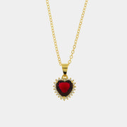 Collana in Argento 925 con zircone a forma di cuore rosso