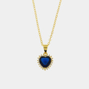 Collana in Argento 925 con zircone a forma di cuore blu