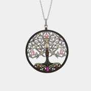 Collana in Argento 925 con albero della vita e zirconi colorati