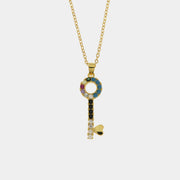 Collana in Argento 925 con chiave impreziosita da zirconi multicolore