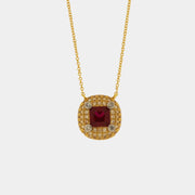 Collana in Argento 925 con zirconi champagne e rosso rubino