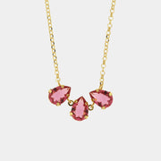 Collana in Argento 925 con cristalli rosa a forma di goccia