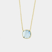 Collana in Argento 925 a forma quadrata con cristallo azzurro