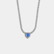 Collana in Argento 925 con cuore blu impreziosito da zirconi