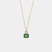 Collana in Argento 925 con cristallo verde rettangolare
