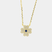 Collana in Argento 925 con fiore zirconato placcato oro