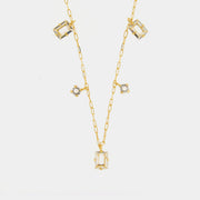 Collana in Argento 925 a catena con cristalli rettangolari pendenti