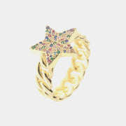 Anello in Argento 925 con maglia a catena e stella di zirconi multicolor