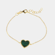 Bracciale in Argento 925 a forma di cuore in verde diaspro e dettagli curati