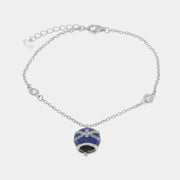 Bracciale in Argento 925 con campanella blu