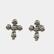 Orecchini in Acciaio a forma di croce con dettagli a forma di teschio