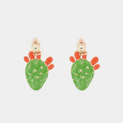 Orecchini in Metallo con cactus pendente, impreziosito da smalto verde e punte di smalto rosso