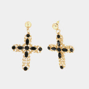 Orecchini in Metallo  pendenti con simbolo croce impreziositi da smalto nero