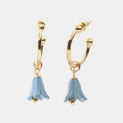 Orecchini in Metallo semicerchi con campanelle pendente a forma di campanula blu
