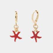 Orecchini in Metallo con pendente stelle marine rosse