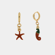 Orecchini in Metallo con stella marina e peperoncino pendenti
