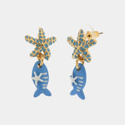 Orecchini in Metallo con stella marina a lobo e pesciolino azzurro