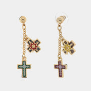 Orecchini in Metallo con croce pendente e maioliche colorate