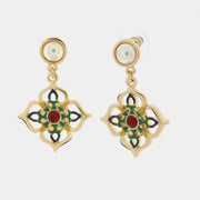 Orecchini in Metallo con croce di Malta pendente impreziosita da maioliche