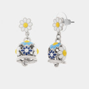 Orecchini in Metallo con campanella e fiori blu