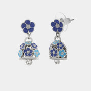 Orecchini in Metallo con campanella e fiori blu, azzurri e bianchi