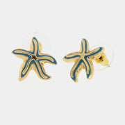 Orecchini in Metallo con stella marina blu