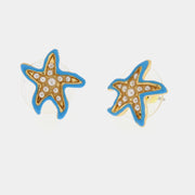 Orecchini in Metallo con stella marina turchese