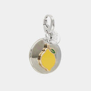 Ciondolo in Metallo a medaglione con simbolo limone, in smalto giallo