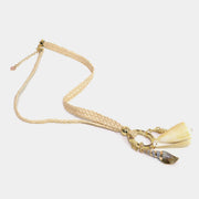 Collana in Metallo lunga a cordone con conchiglie pendenti e grande anello dorato