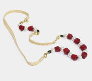 Collana in Metallo a cordone lungo, con corallo rosso e perle