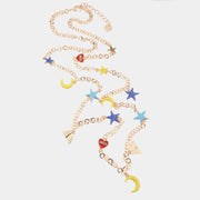 Collana in Metallo con dettagli cielo stellato impreziositi da smalti colorati e pendenti a forma di faraglioni e luna