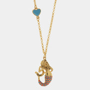 Collana in Metallo con pendente a forma di sirena partenopea e cuore azzurro