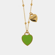 Collana in Metallo con cuore pendente in smalto verde