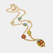 Collana in Metallo con campanella portafortuna impreziosita da fiori colorati