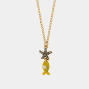 Collana in Metallo con pesciolino giallo pendente e stella marina
