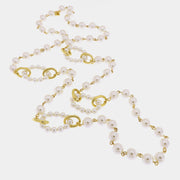 Collana in Metallo con perle e dettagli catene oro