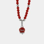 Collana in Metallo con campanellina pendente e perline rosse