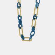 Collana in Metallo con catene a forma rettangolare blu