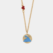 Collana in Metallo con medaglia e disegno Vesuvio azzurro