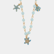 Collana in Metallo con stelle marine e cristalli azzurri